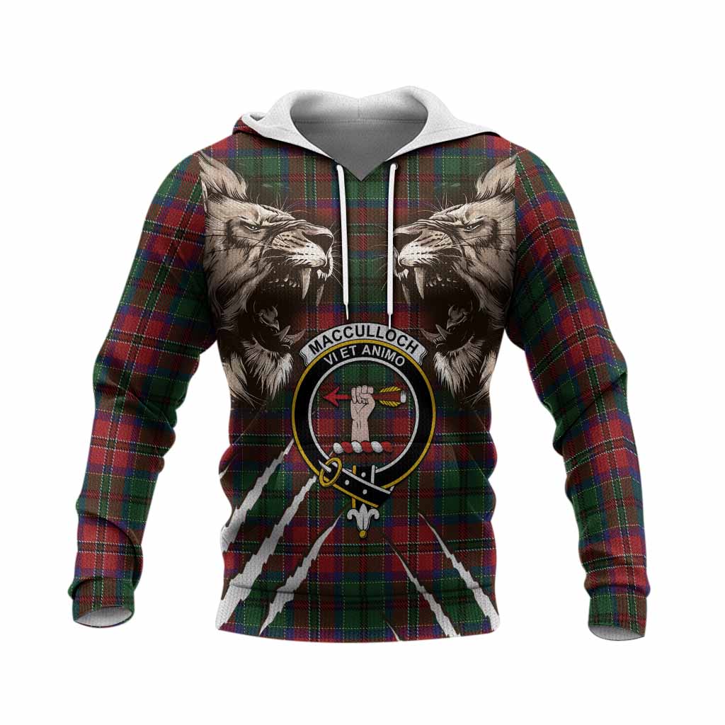 MacCulloch (McCulloch) Tartan Crest Knitted Hoodie Ferocious Lion Style