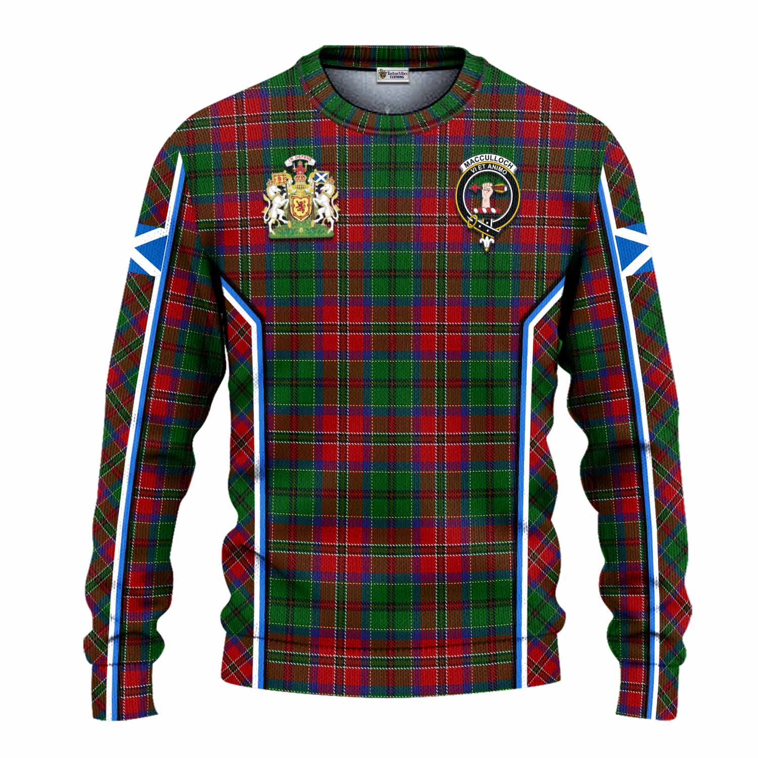 MacCulloch (McCulloch) Tartan Crest Knitted Sweater Scotland Coat of Arm Flag Style - Tartan Vibes Clothing