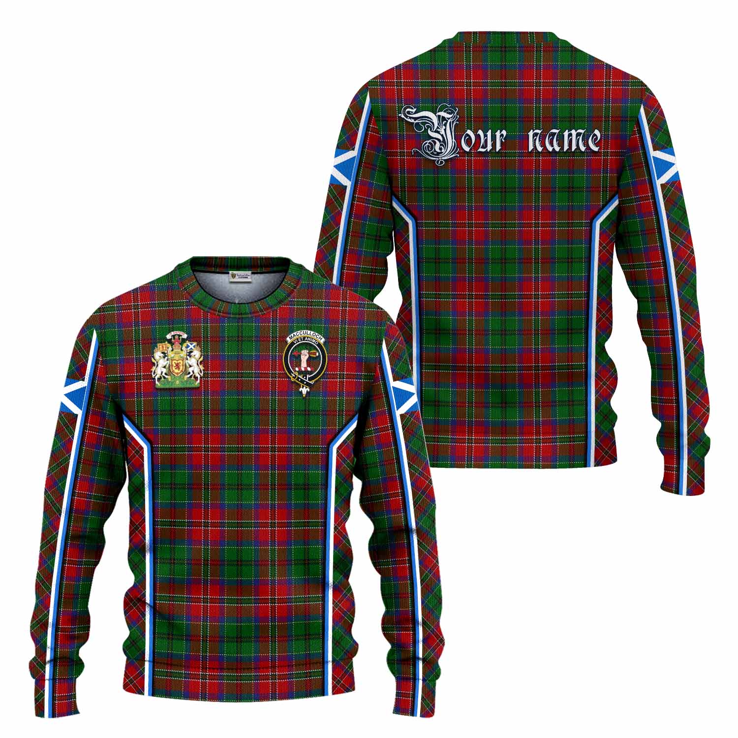MacCulloch (McCulloch) Tartan Crest Knitted Sweater Scotland Coat of Arm Flag Style - Tartan Vibes Clothing