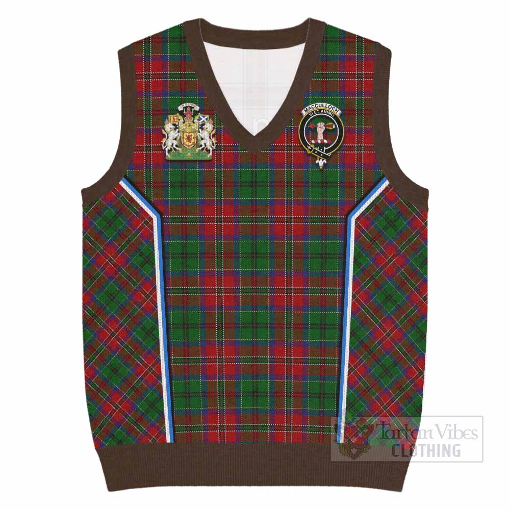 MacCulloch (McCulloch) Tartan Crest Knitted V-Neck Vest Scotland Coat of Arm Flag Style - Tartan Vibes Clothing