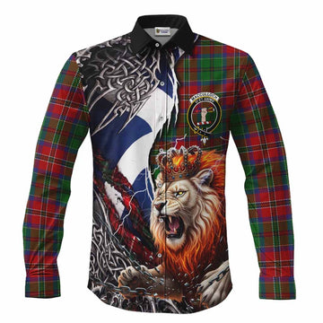 MacCulloch (McCulloch) Tartan Crest Long Sleeve Button Shirts Heritage Flag Grunge Celtic Knot and Lion Rampant