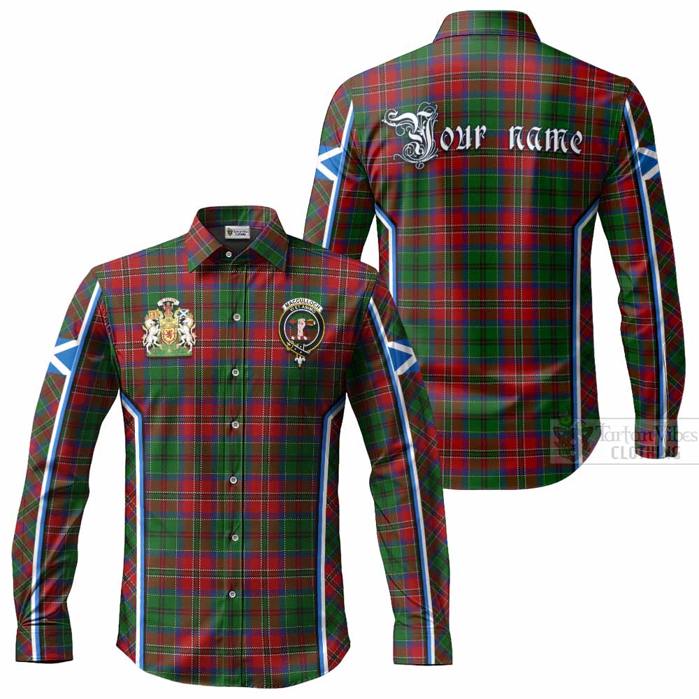 MacCulloch (McCulloch) Tartan Crest Long Sleeve Button Shirts Scotland Coat of Arm Flag Style - Tartan Vibes Clothing