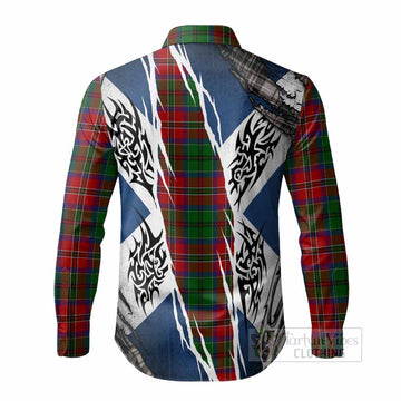 MacCulloch (McCulloch) Tartan Crest Long Sleeve Button Shirts Scotland Flag Ripped Tribal Design
