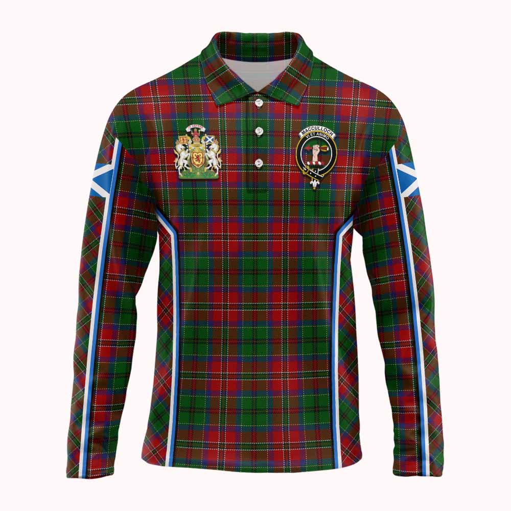 MacCulloch (McCulloch) Tartan Crest Long Sleeve Polo Shirt Scotland Coat of Arm Flag Style - Tartan Vibes Clothing