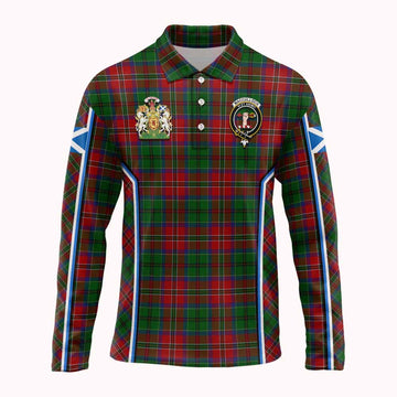 MacCulloch (McCulloch) Tartan Crest Long Sleeve Polo Shirt Scotland Coat of Arm Flag Style