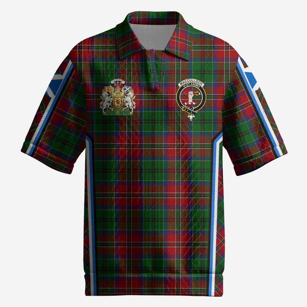 MacCulloch (McCulloch) Tartan Crest Men’s Polo Sweater Top Scotland Coat of Arm Flag Style