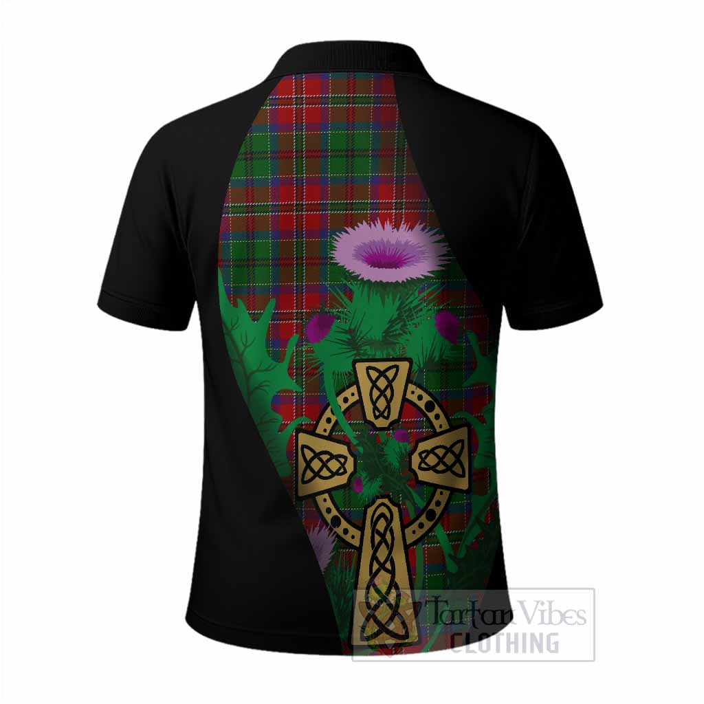 MacCulloch (McCulloch) Tartan Crest Polo Shirt Celtic Cross Thistle Flowers