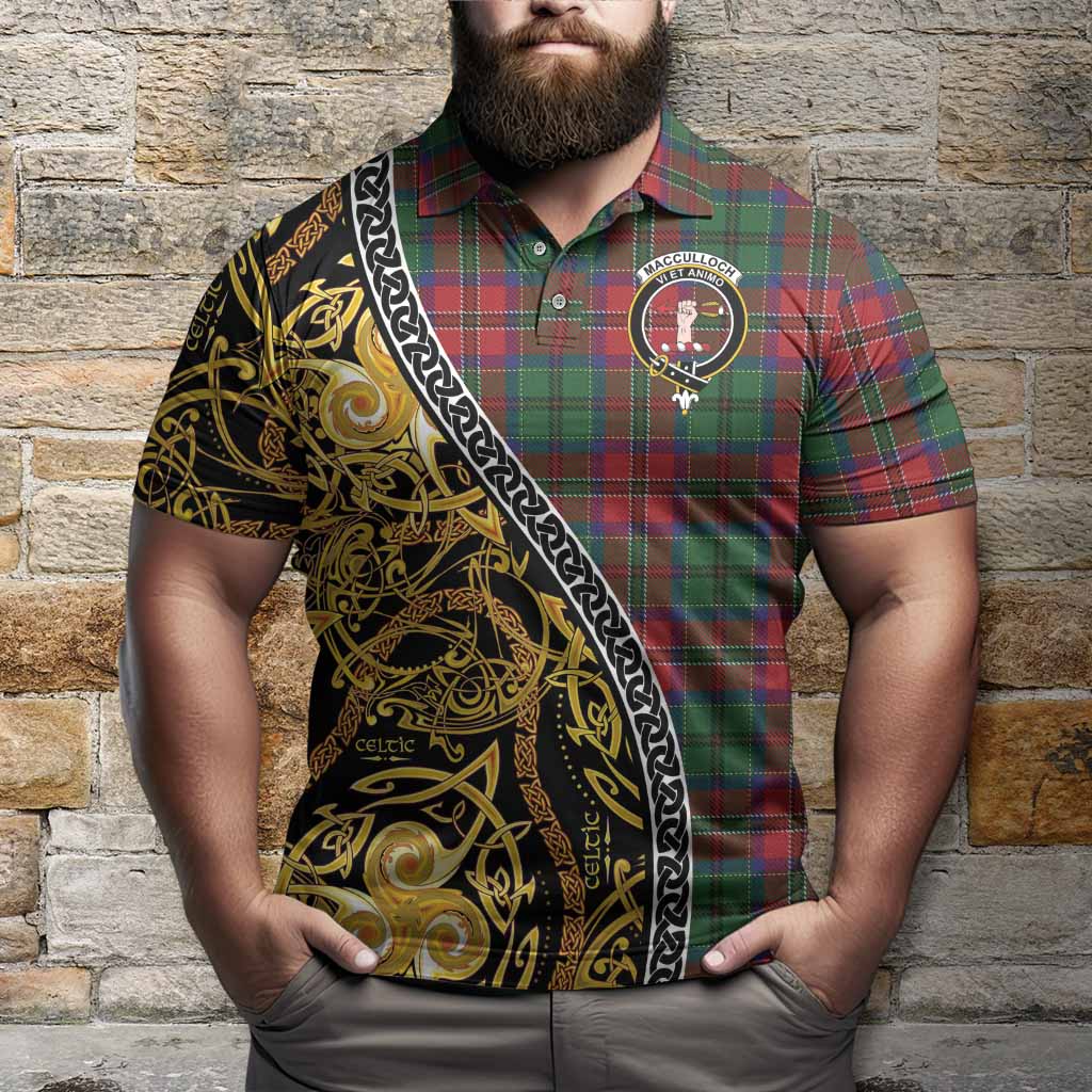 MacCulloch (McCulloch) Tartan Crest Polo Shirt Celtic Knot and Triple Trickle Spiral Symbols