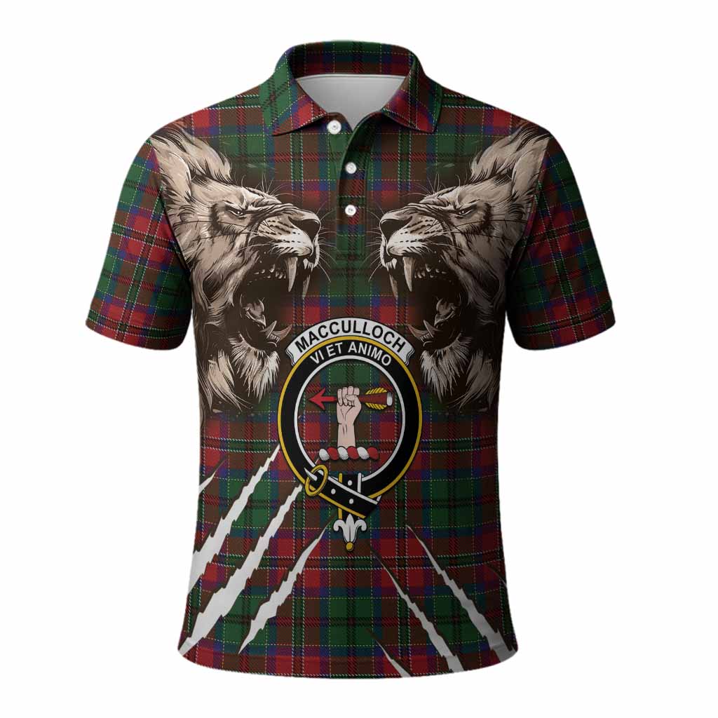 MacCulloch (McCulloch) Tartan Crest Polo Shirt Ferocious Lion Style