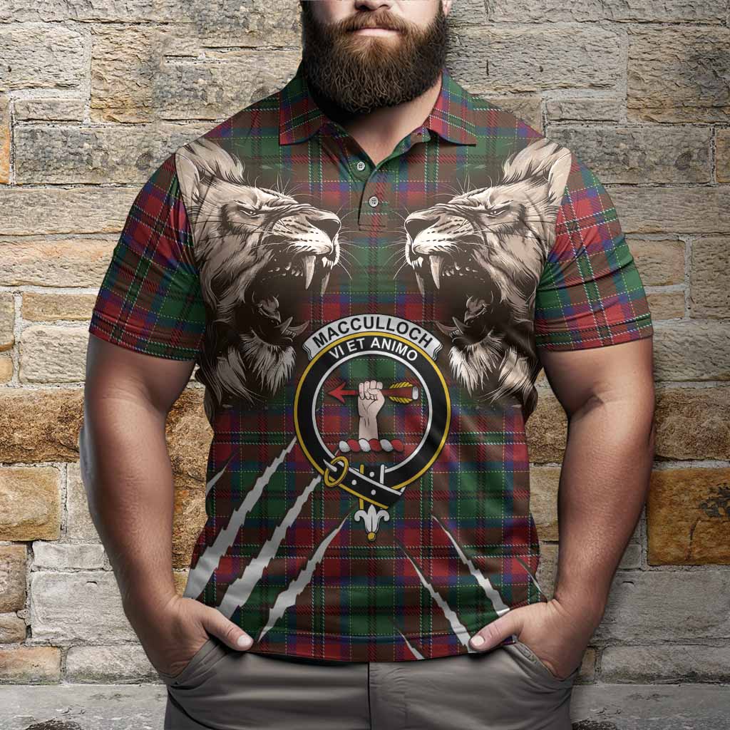 MacCulloch (McCulloch) Tartan Crest Polo Shirt Ferocious Lion Style