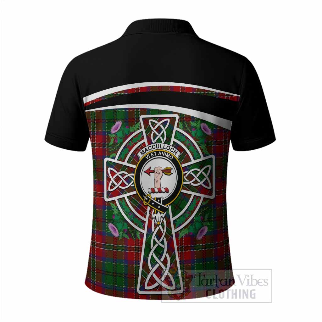 MacCulloch (McCulloch) Tartan Crest Polo Shirt Scottish Thistle Celtic Cross Alba Gu Brath