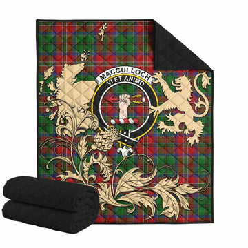 MacCulloch (McCulloch) Tartan Crest Premium Quilt with Scottish Iconic Symbols 
