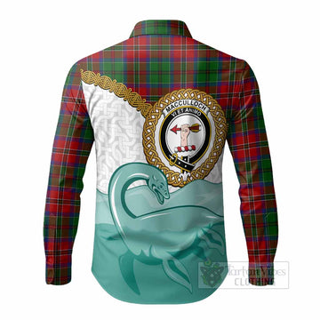 MacCulloch (McCulloch) Tartan Crest Scottish Loch Ness Monster Long Sleeve Button Shirts Happy Ness Scotland Celtic Knot