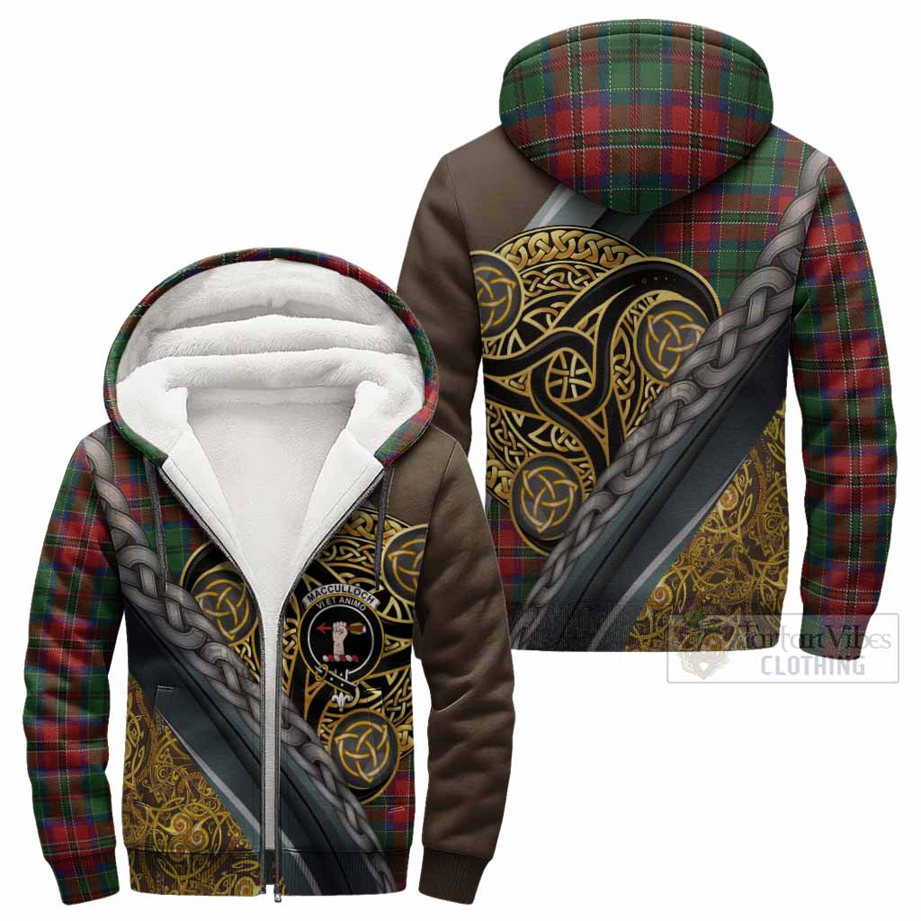 MacCulloch (McCulloch) Tartan Crest Sherpa Hoodie Scottish Triskele Celtic