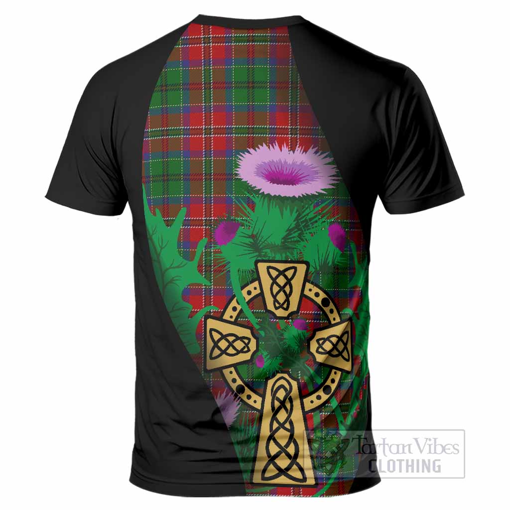 MacCulloch (McCulloch) Tartan Crest T-Shirt Celtic Cross Thistle Flowers