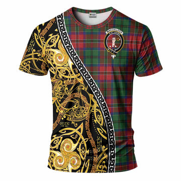 MacCulloch (McCulloch) Tartan Crest T-Shirt Celtic Knot and Triple Trickle Spiral Symbols