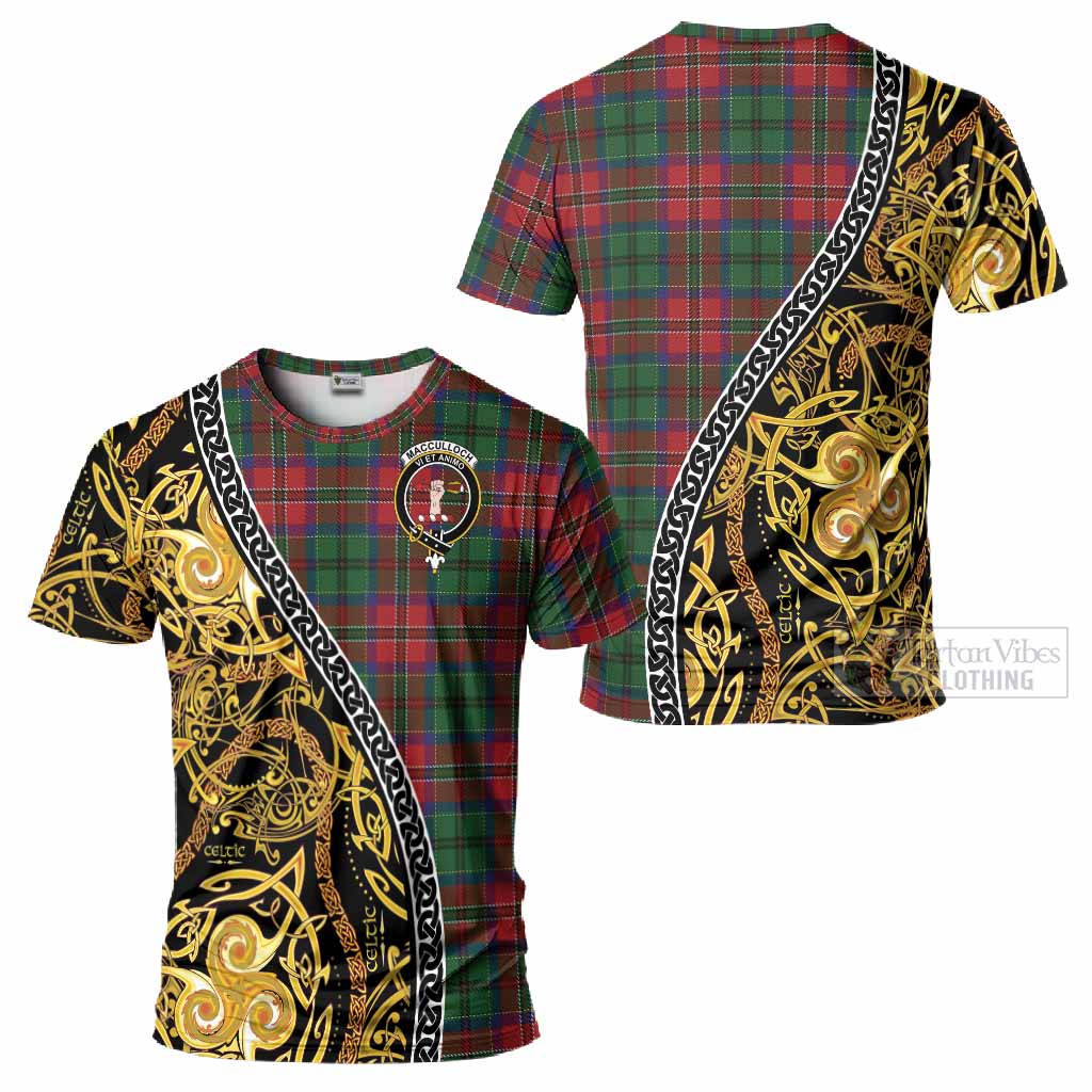MacCulloch (McCulloch) Tartan Crest T-Shirt Celtic Knot and Triple Trickle Spiral Symbols