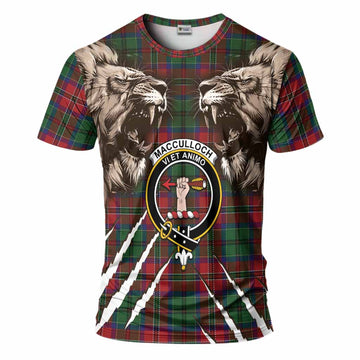 MacCulloch (McCulloch) Tartan Crest T-Shirt Ferocious Lion Style