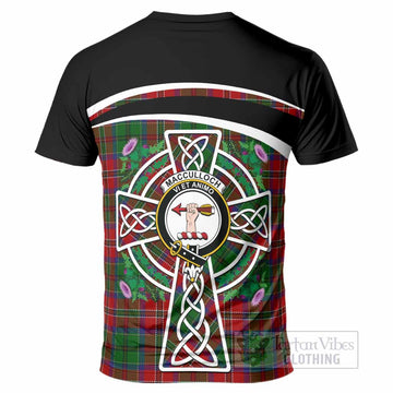 MacCulloch (McCulloch) Tartan Crest T-Shirt Scottish Thistle Celtic Cross Alba Gu Brath