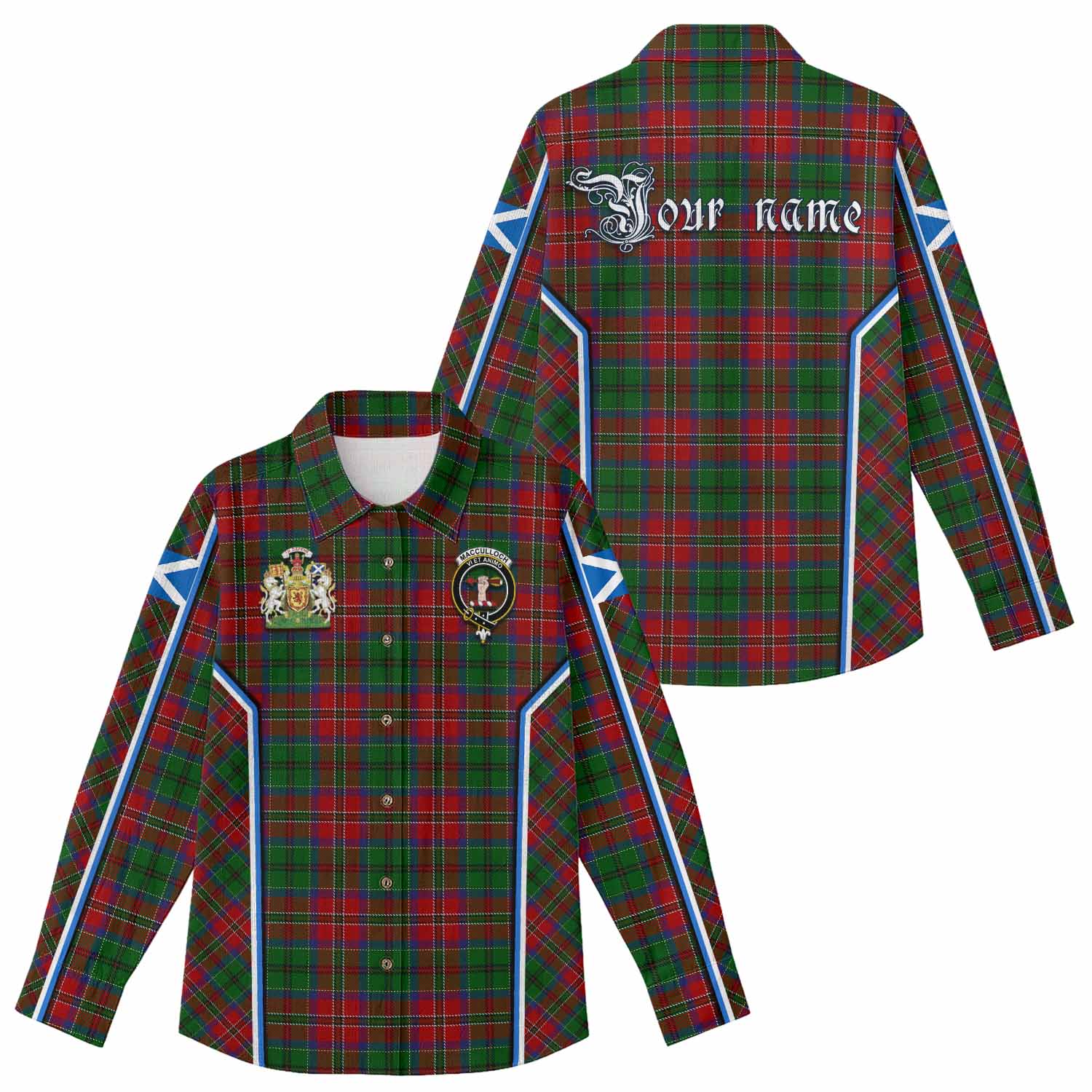 MacCulloch (McCulloch) Tartan Crest Women Casual Shirt Scotland Coat of Arm Flag Style - Tartan Vibes Clothing