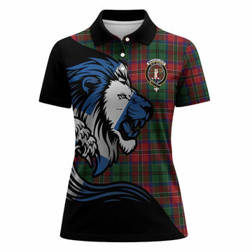 MacCulloch (McCulloch) Tartan Crest Women Polo Shirt Scottish Golden Lions Wave Flow