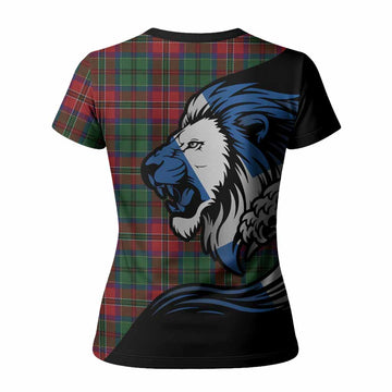 MacCulloch (McCulloch) Tartan Crest Women T shirt Scottish Golden Lions Wave Flow