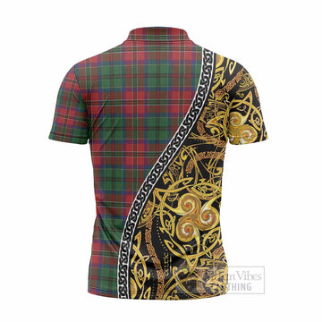 MacCulloch (McCulloch) Tartan Crest Zipper Polo Shirt Celtic Knot and Triple Trickle Spiral Symbols