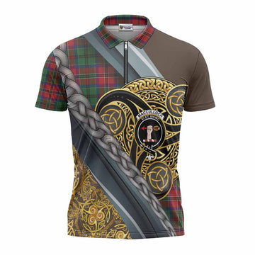 MacCulloch (McCulloch) Tartan Crest Zipper Polo Shirt Scottish Triskele Celtic