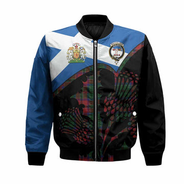 MacCulloch (McCulloch) Tartan Family Crest Bomber Jacket Scotland Thistle Floral Flag Style
