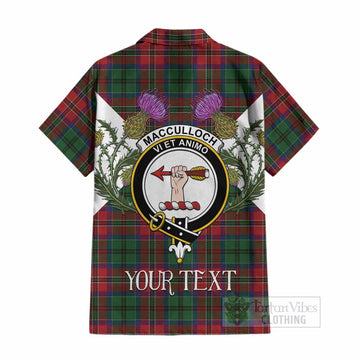 MacCulloch (McCulloch) Tartan Family Crest Cotton Hawaiian Shirt Scottish Burns Night Thistle Floral