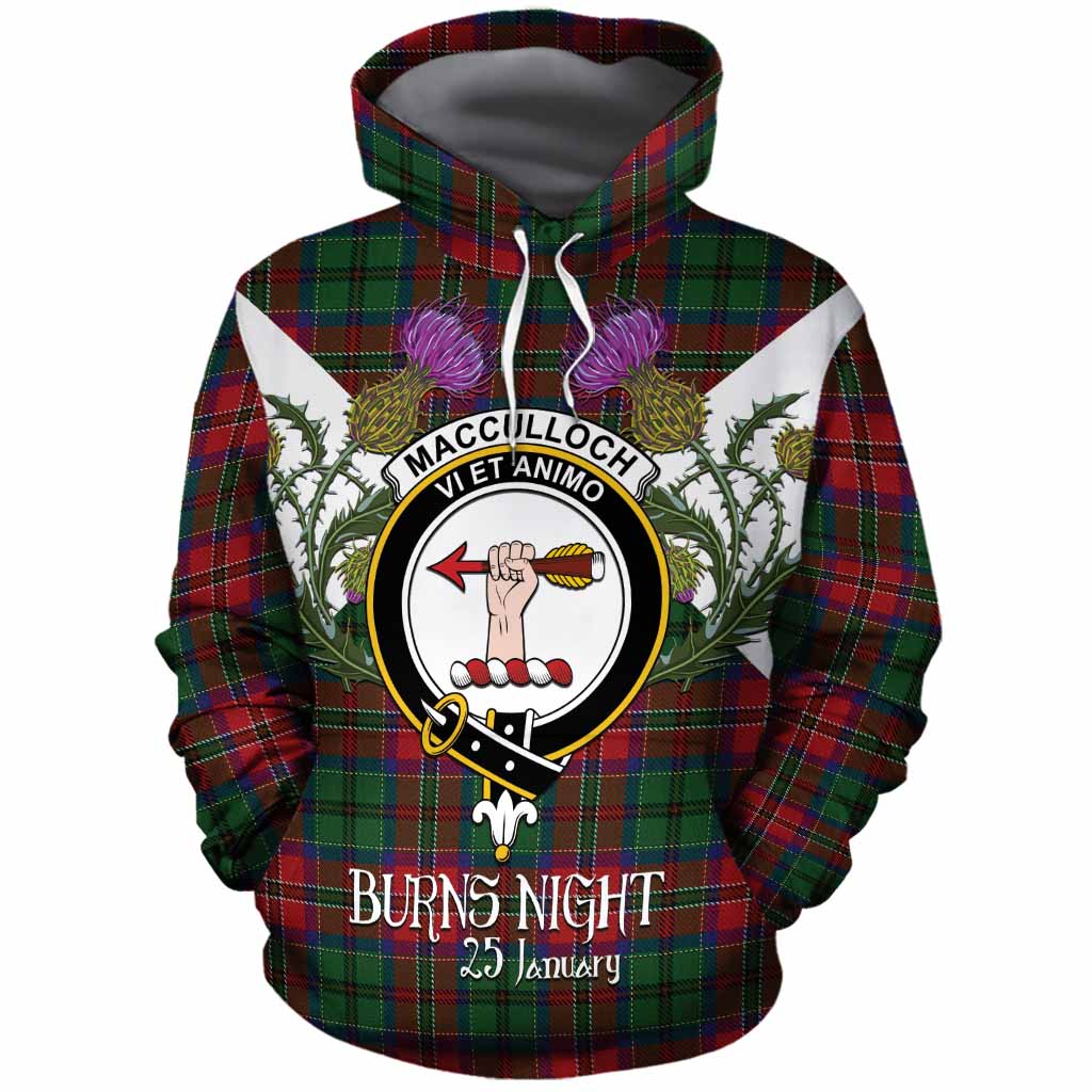 MacCulloch (McCulloch) Tartan Family Crest Cotton Hoodie Scottish Burns Night Thistle Floral