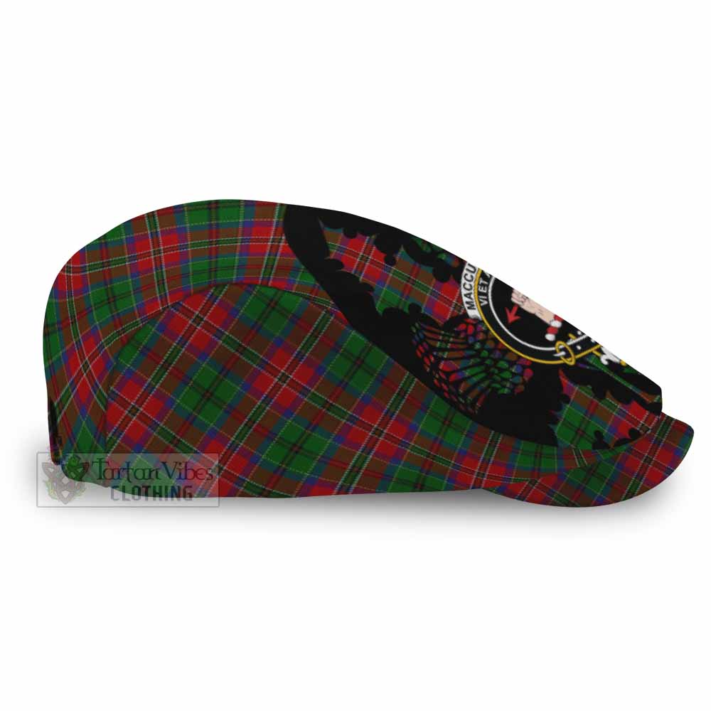 MacCulloch (McCulloch) Tartan Family Crest Flat Cap, Jeff Cap Scotland Thistle Floral