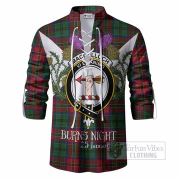 MacCulloch (McCulloch) Tartan Family Crest Ghillie Shirt Scottish Burns Night Thistle Floral