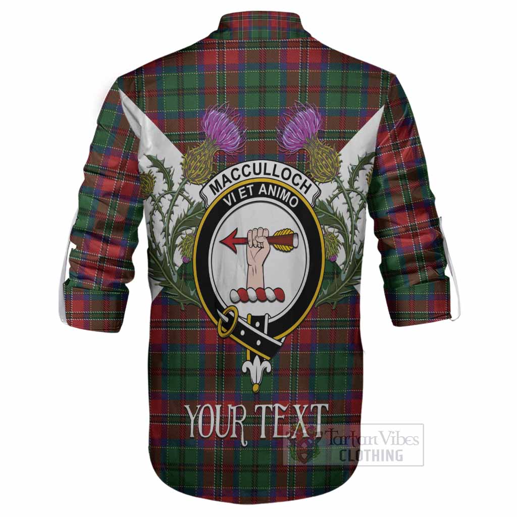 MacCulloch (McCulloch) Tartan Family Crest Ghillie Shirt Scottish Burns Night Thistle Floral