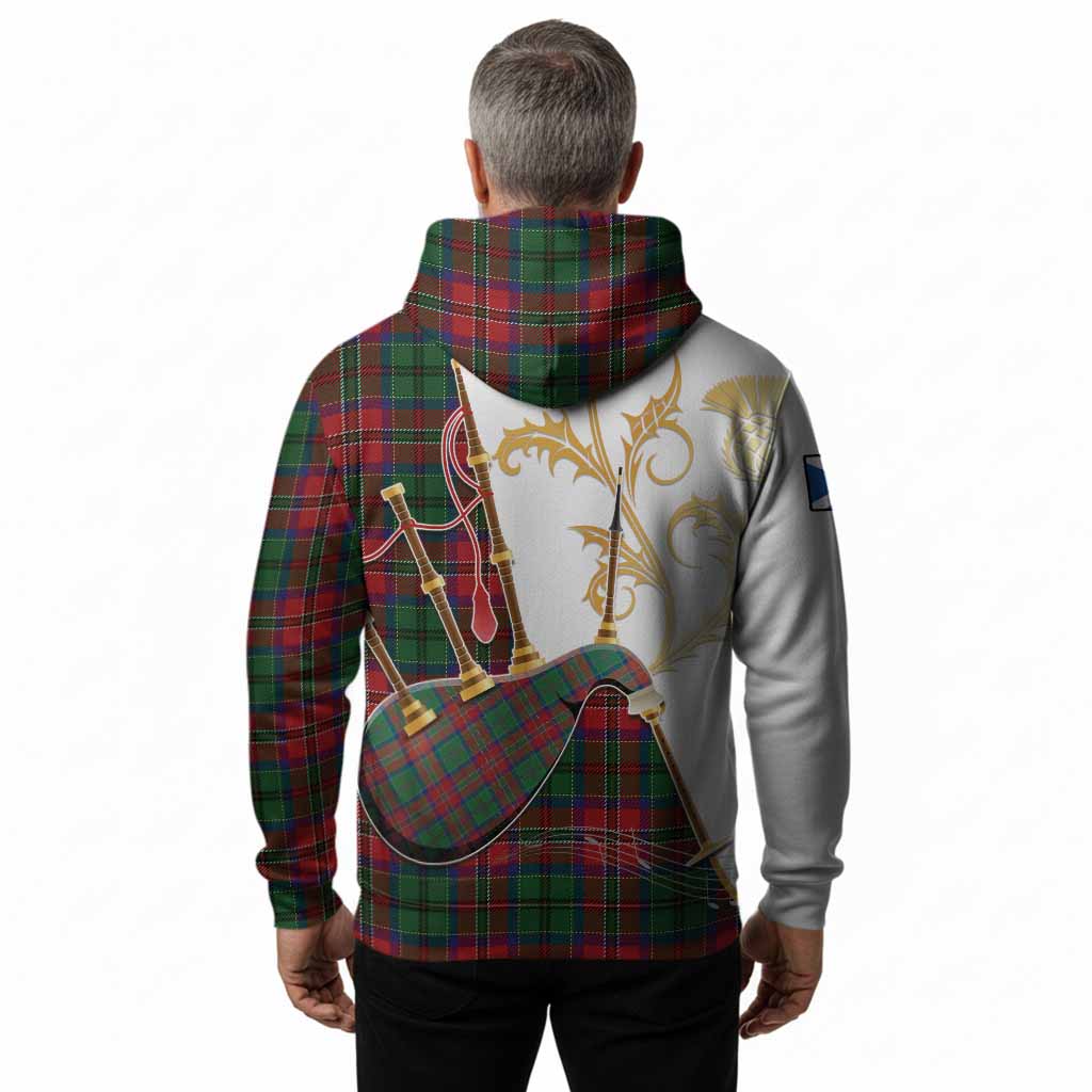 MacCulloch (McCulloch) Tartan Family Crest Hoodie Bagpipes with Scottish Thistle