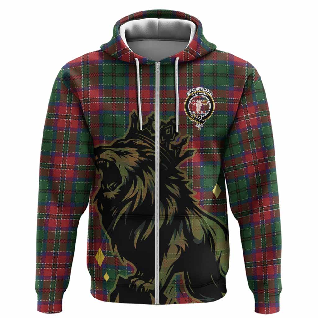 MacCulloch (McCulloch) Tartan Family Crest Hoodie Crowned Lion Roaring