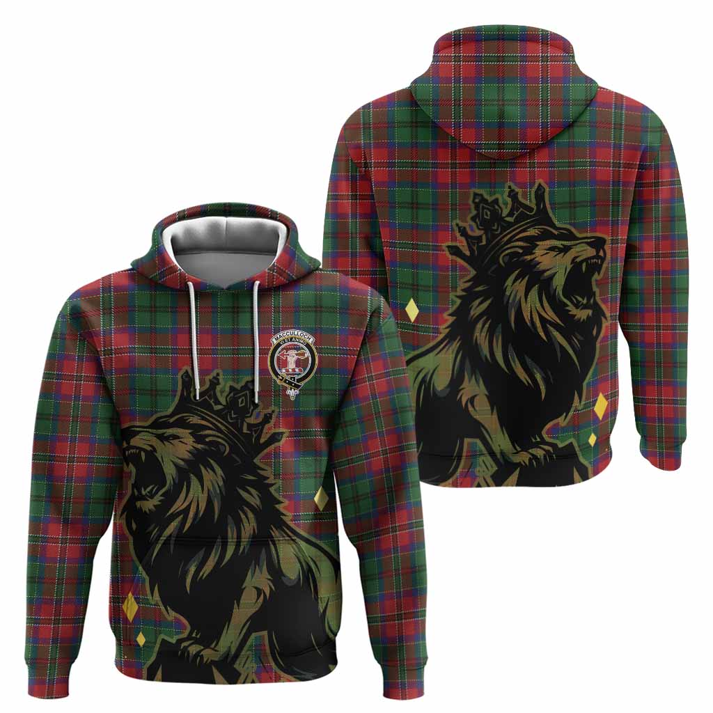 MacCulloch (McCulloch) Tartan Family Crest Hoodie Crowned Lion Roaring