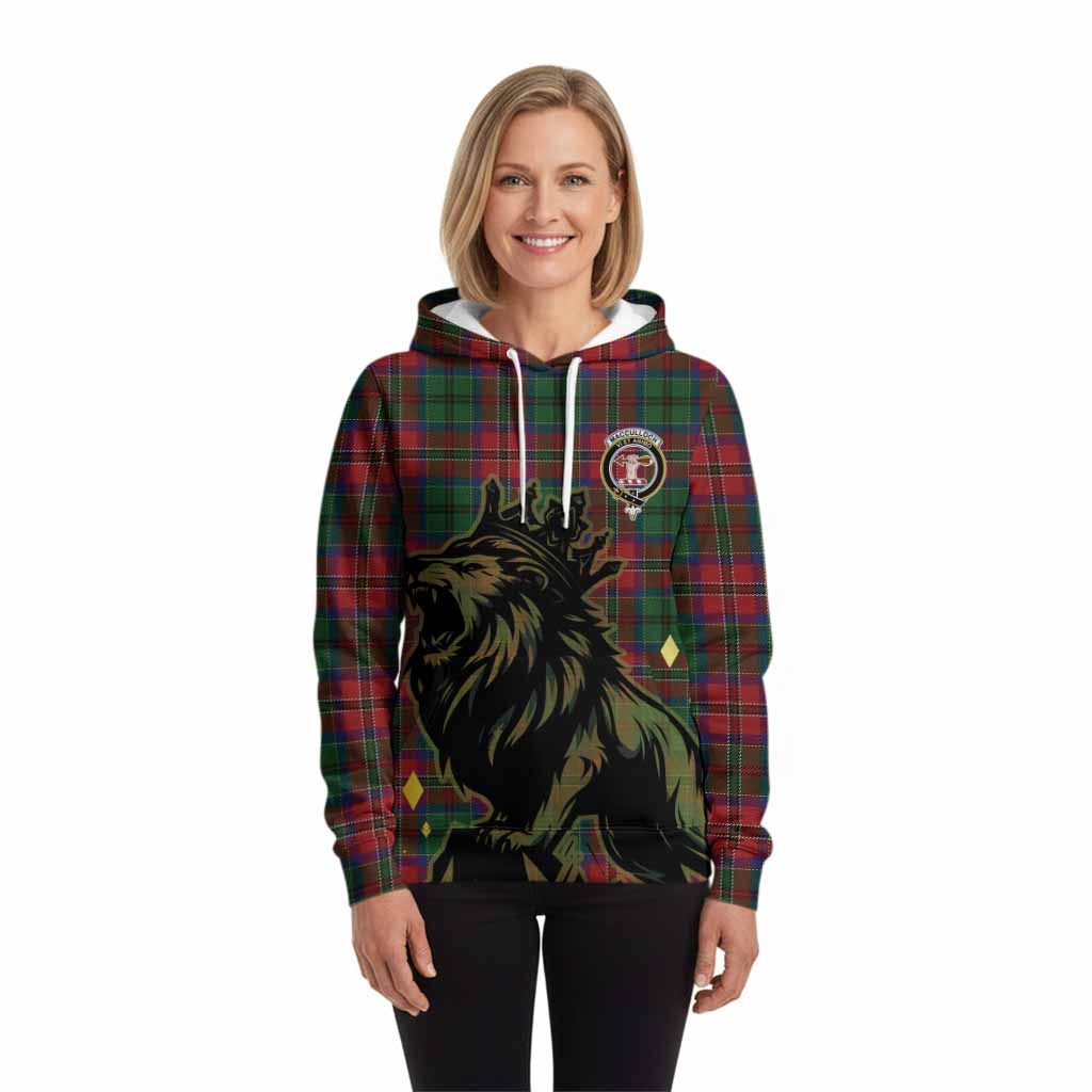MacCulloch (McCulloch) Tartan Family Crest Hoodie Crowned Lion Roaring