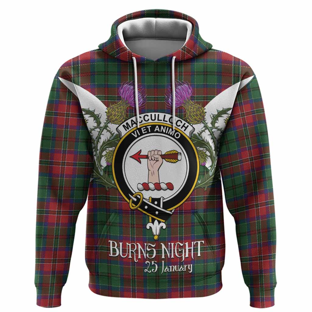 MacCulloch (McCulloch) Tartan Family Crest Hoodie Scottish Burns Night Thistle Floral
