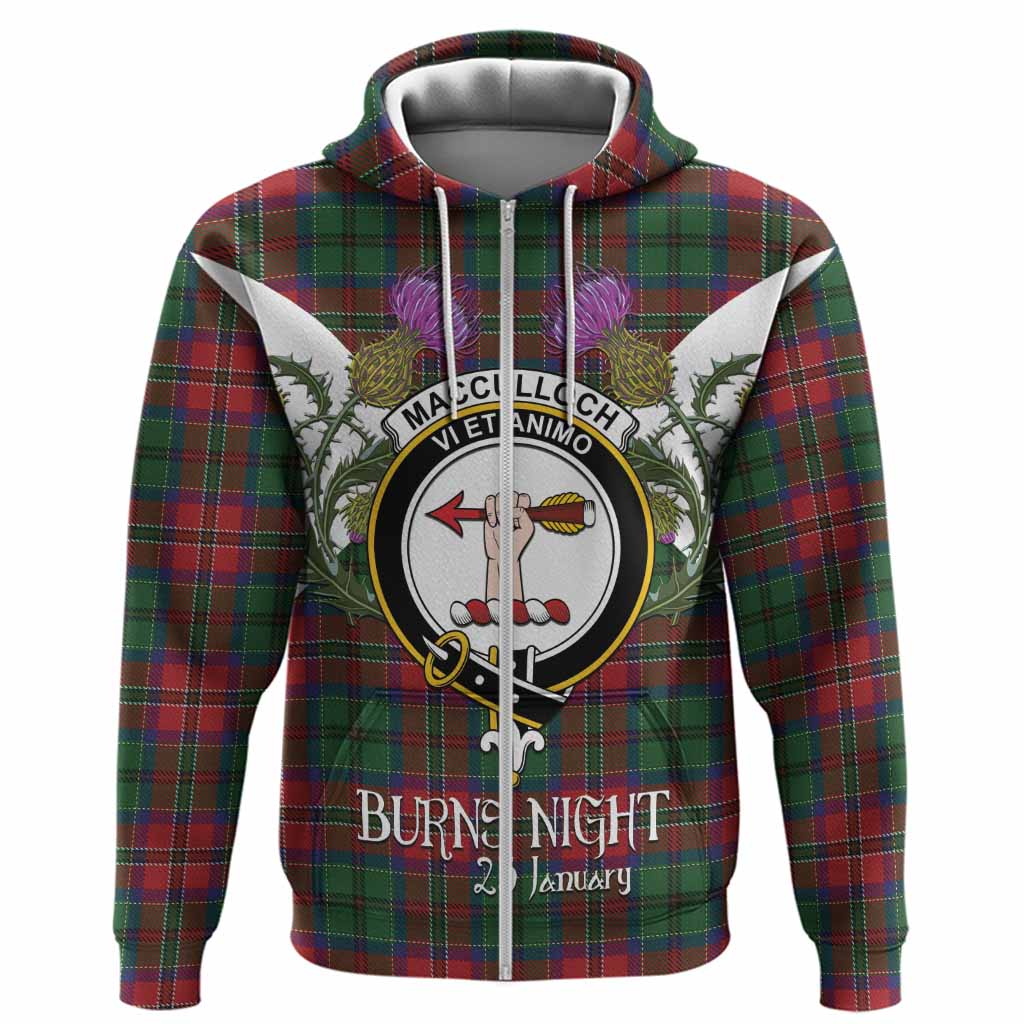 MacCulloch (McCulloch) Tartan Family Crest Hoodie Scottish Burns Night Thistle Floral