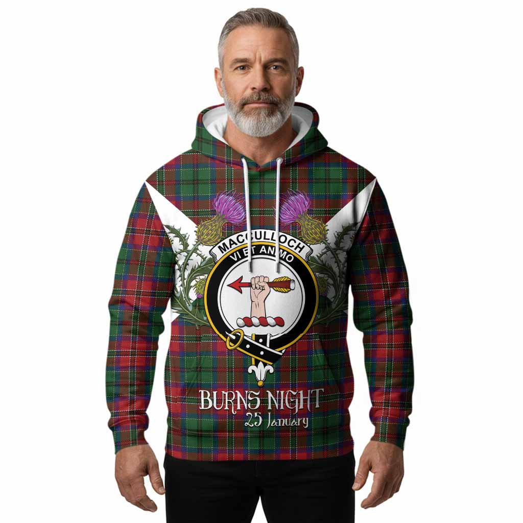 MacCulloch (McCulloch) Tartan Family Crest Hoodie Scottish Burns Night Thistle Floral