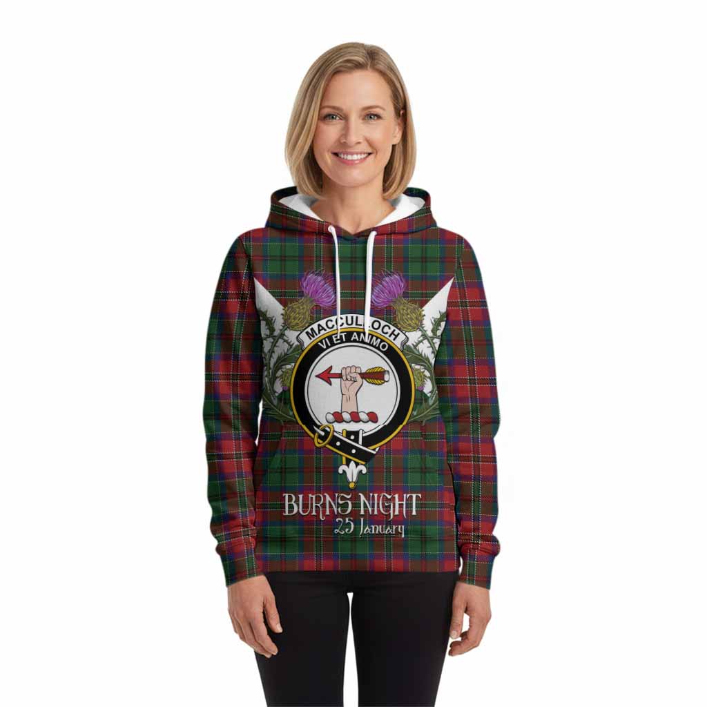 MacCulloch (McCulloch) Tartan Family Crest Hoodie Scottish Burns Night Thistle Floral