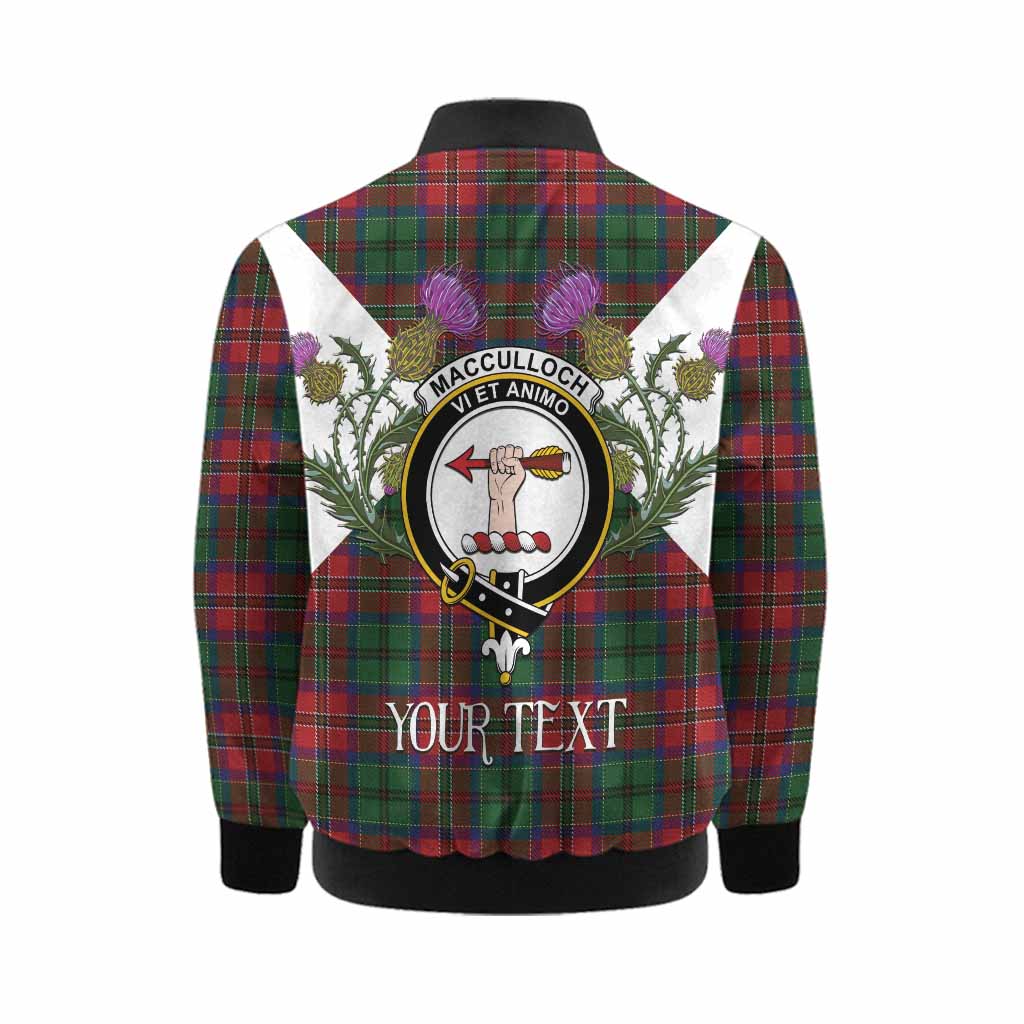MacCulloch (McCulloch) Tartan Family Crest Kid Bomber Jacket Scottish Burns Night Thistle Floral