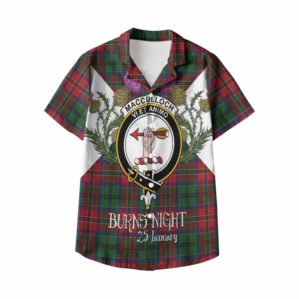 MacCulloch (McCulloch) Tartan Family Crest Kid Hawaiian Shirt Scottish Burns Night Thistle Floral