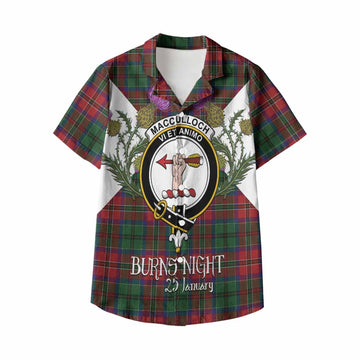 MacCulloch (McCulloch) Tartan Family Crest Kid Hawaiian Shirt Scottish Burns Night Thistle Floral