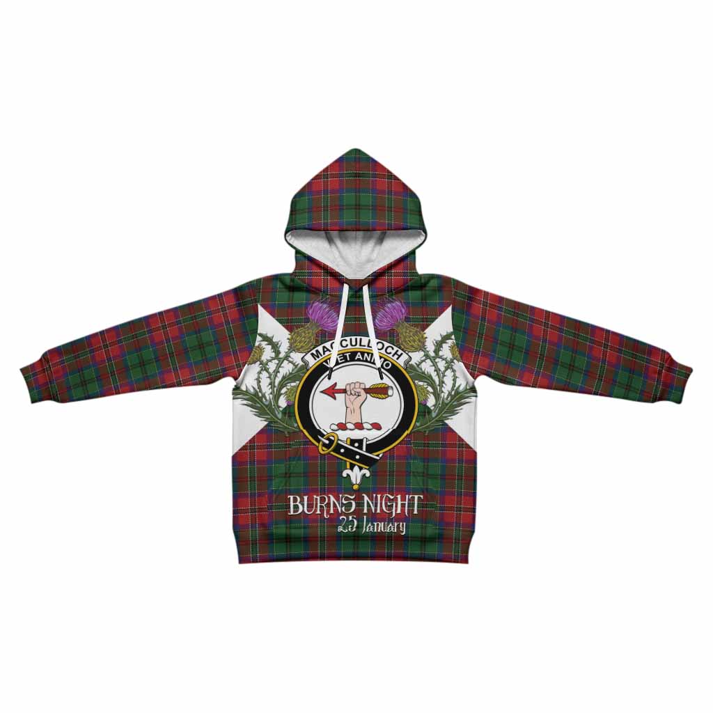 MacCulloch (McCulloch) Tartan Family Crest Kid Hoodie Scottish Burns Night Thistle Floral