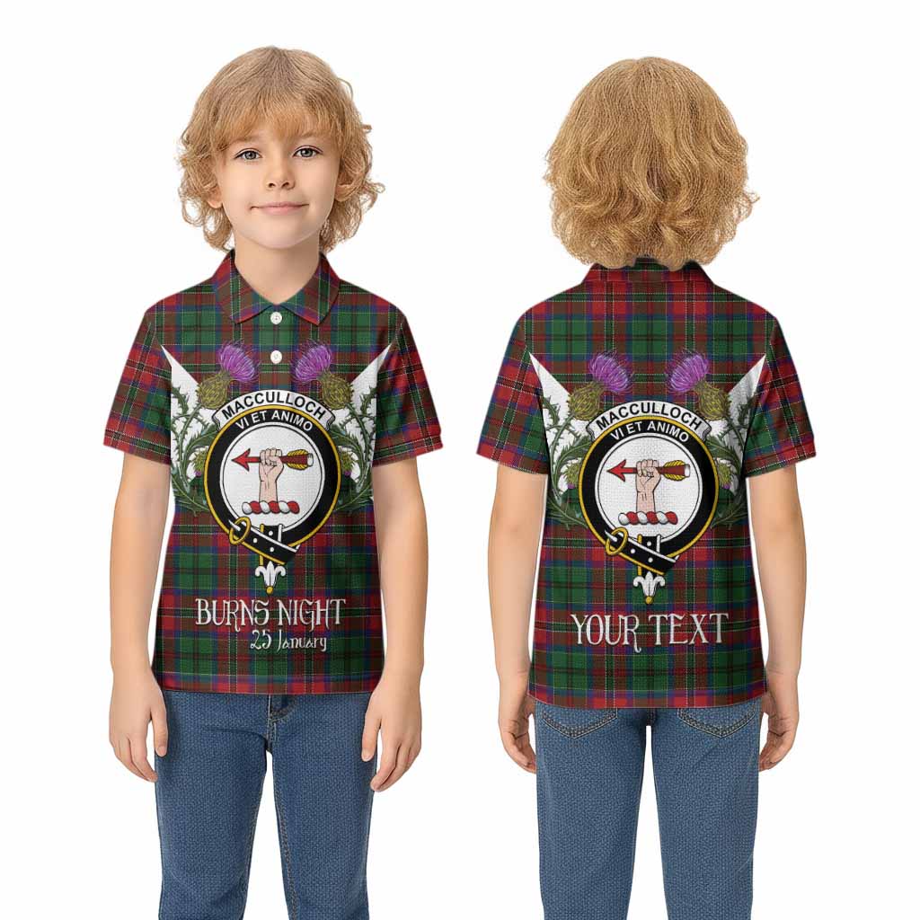 MacCulloch (McCulloch) Tartan Family Crest Kid Polo Shirt Scottish Burns Night Thistle Floral