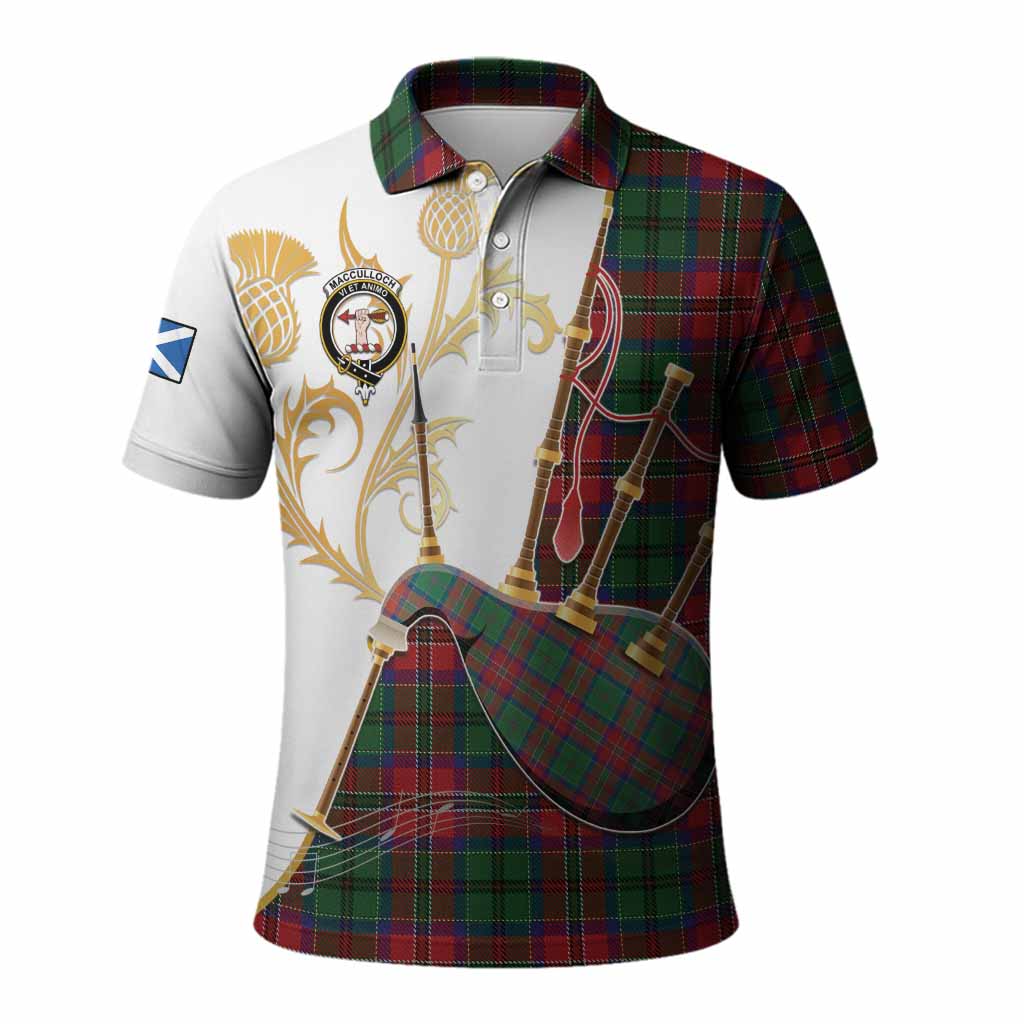 MacCulloch (McCulloch) Tartan Family Crest Polo Shirt Bagpipes with Scottish Thistle