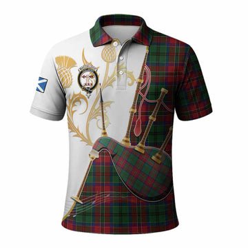 MacCulloch (McCulloch) Tartan Family Crest Polo Shirt Bagpipes with Scottish Thistle