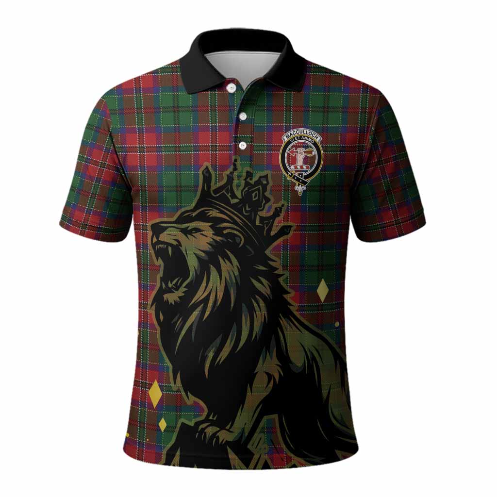 MacCulloch (McCulloch) Tartan Family Crest Polo Shirt Crowned Lion Roaring